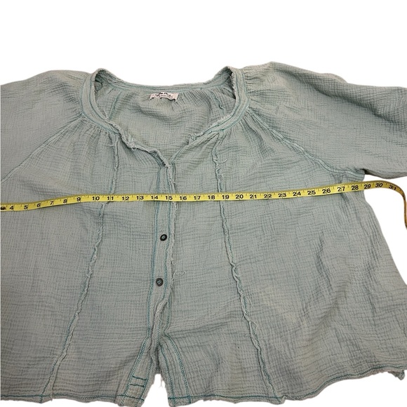 Free People We The Free Green Cotton Boho Blouse size XL - Picture 8 of 9